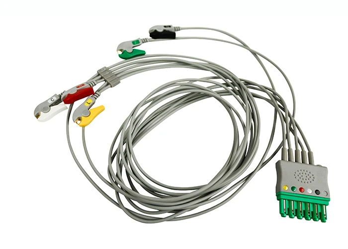 Dräger compatible ECG patient cable 5-leads with grabber, single pin 2m (Reusable)