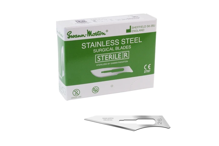 Swann Morton Sterile Stainless Steel surgical blades No. 26 (0313)