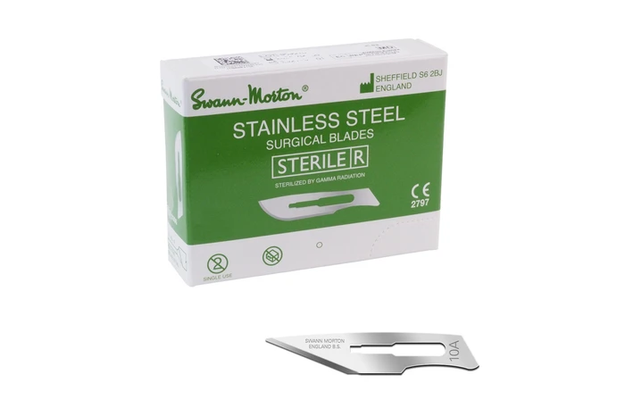 Swann Morton Sterile Stainless Steel surgical blades No. 10A (0302)