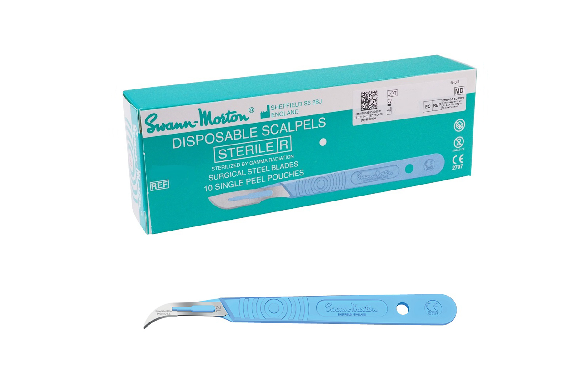 Swann Morton Sterile disposable mes compleet met heft nr. 12 (0504)