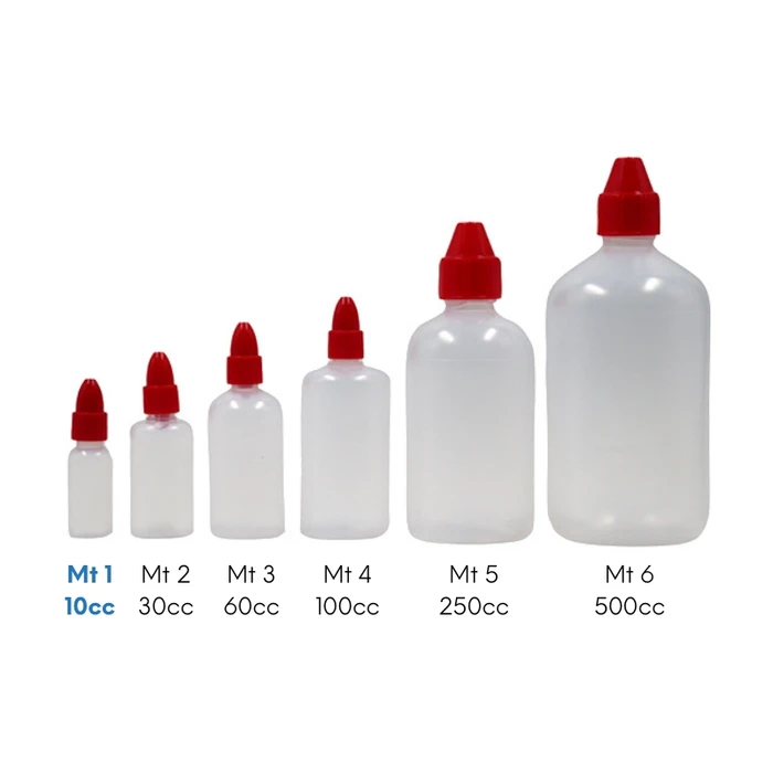 Transparent dropper bottle with red cap 10cc | Halbach Medical