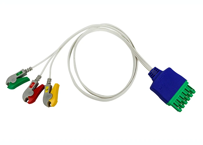 Dräger compatible ECG patient cable 3-leads with grabber and single-pin connector 0.9m (Disposable)