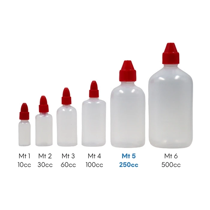 Transparent dropper bottle with red cap 250cc