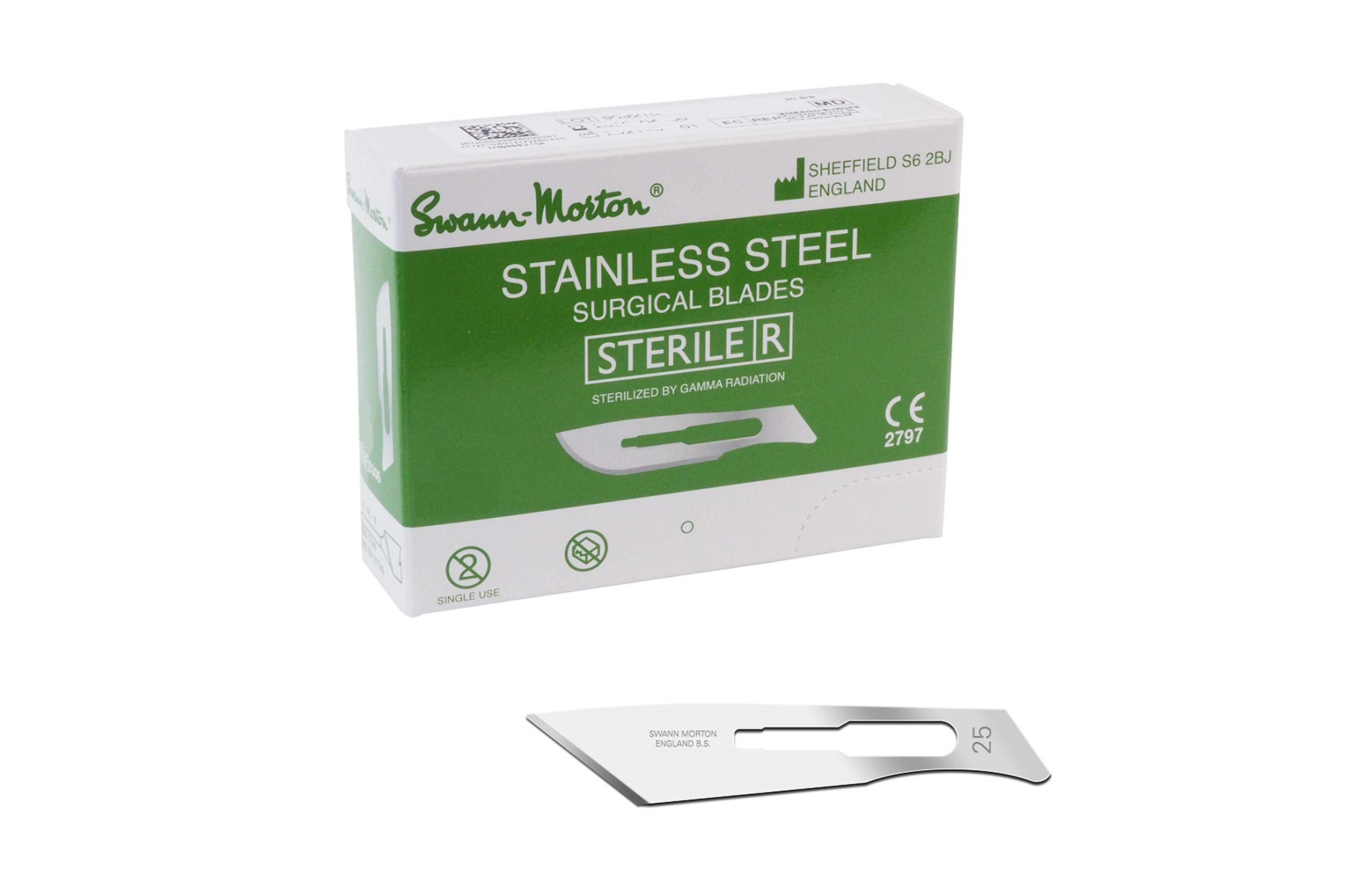 Swann Morton Sterile Stainless Steel surgical blades No. 25 (0312)