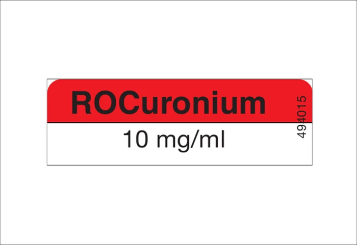 Medicijnetiket ROCuronium 10mg/ml - 13x40mm (Rol 800 stuks)