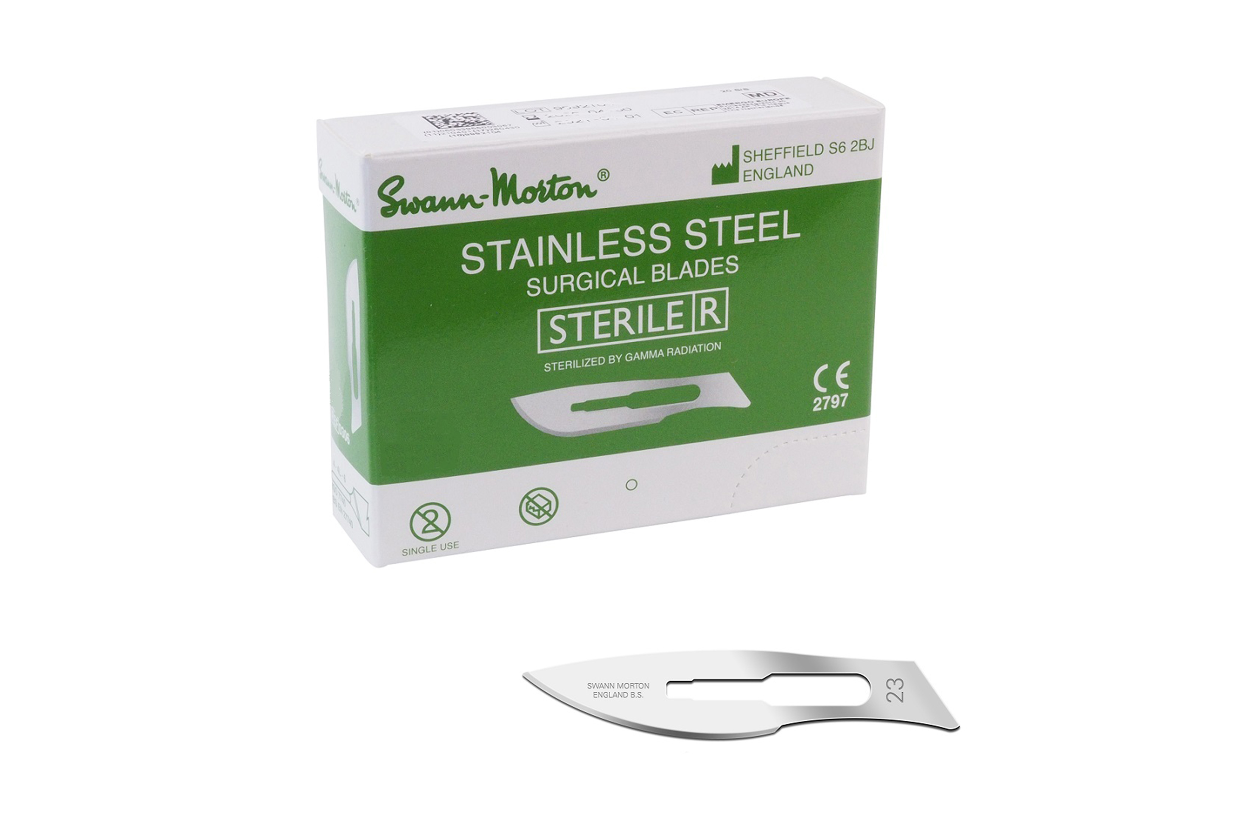 Swann Morton Sterile Stainless Steel surgical blades No. 23 (0310)