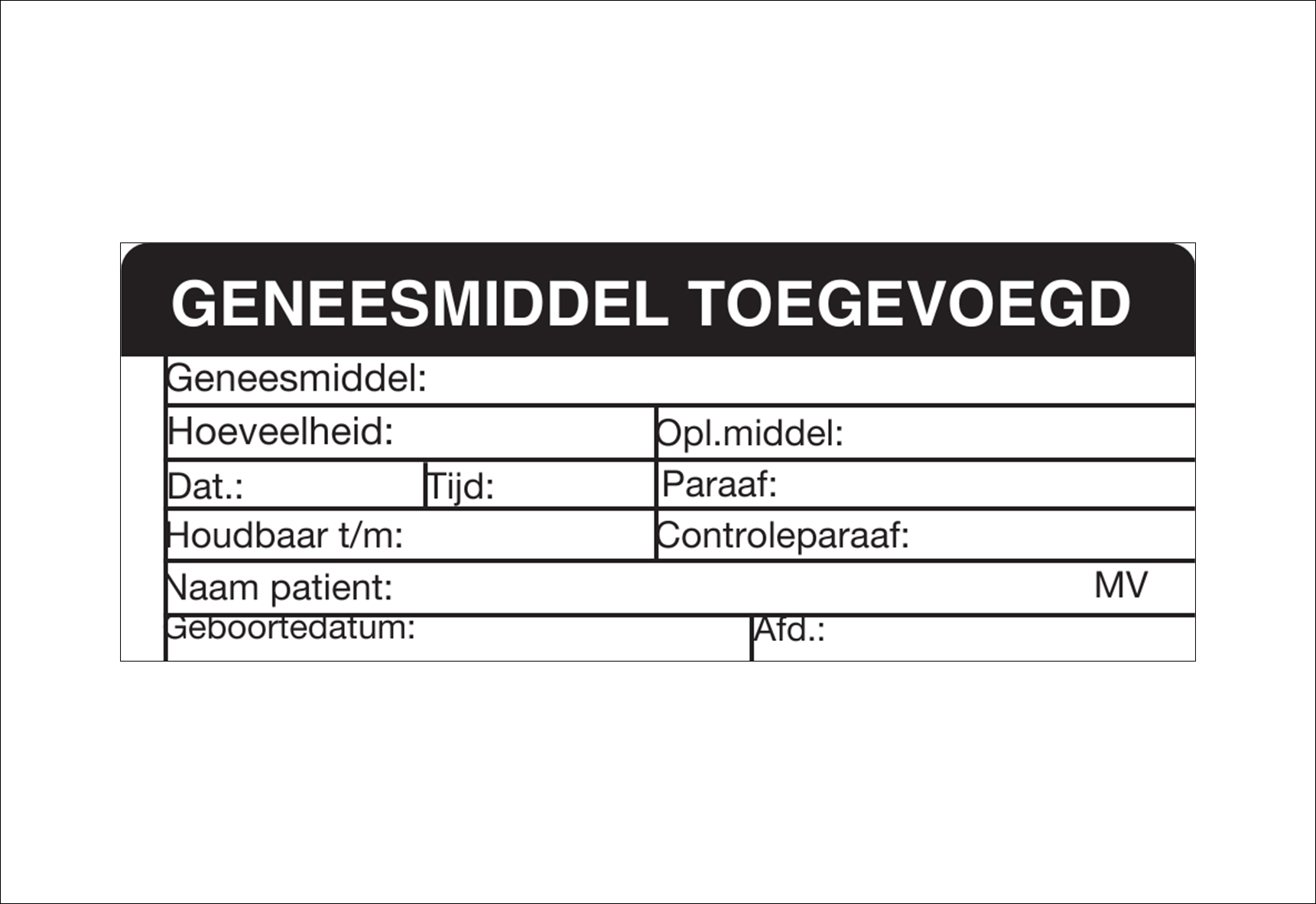 Medicijnetiket 'geneesmiddel toegevoegd' - 32x82mm (Rol 500 stuks)