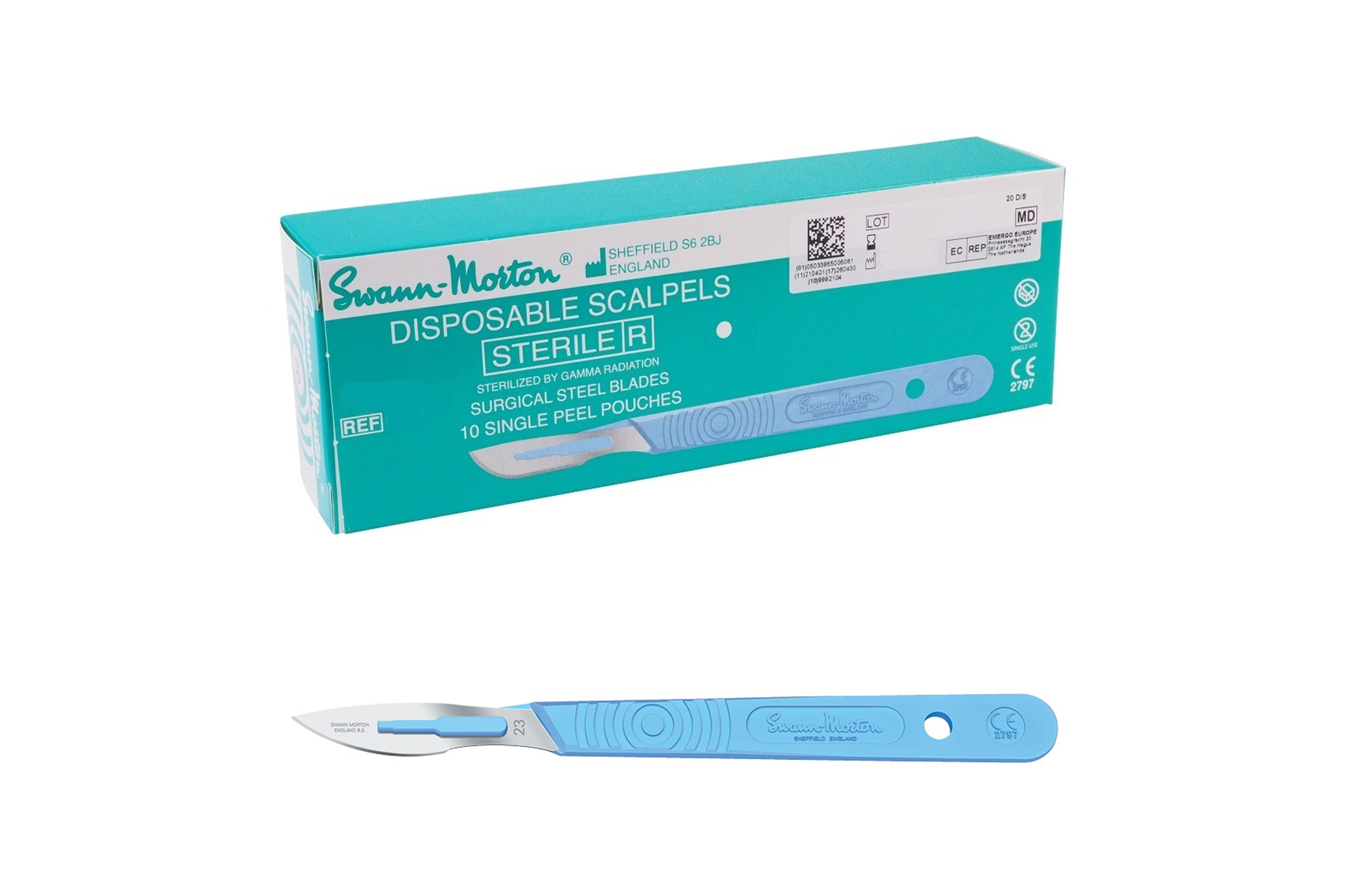 Swann Morton Sterile disposable scalpels with handle no.23 (0510)