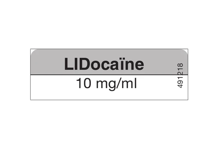 Medicijnetiket LIDocaïne 10mg/ml - 13x40mm (Rol 800 stuks)