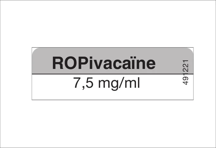 Medicijnetiket ROPivacaïne 7,5mg/ml - 13x40mm (Rol 800 stuks)