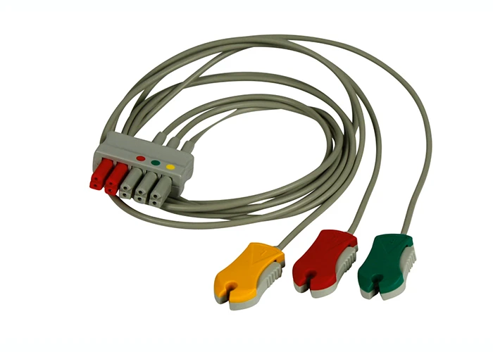  Dräger compatible ECG patient cable 3-leads (5VR) with grabber 0.9m (Reusable)