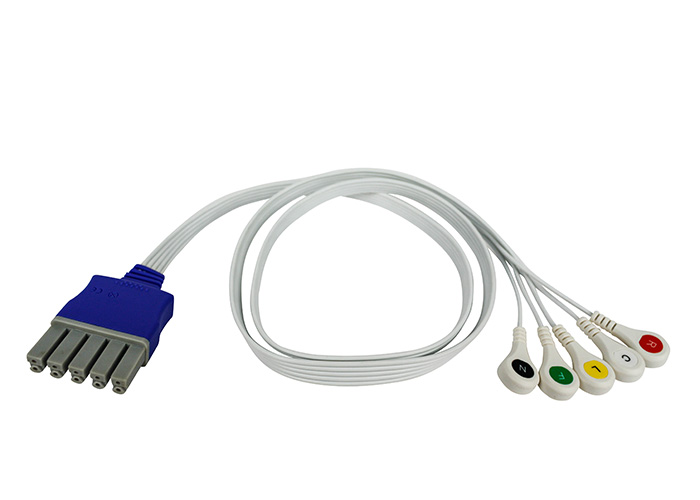 Dräger compatible direct-connect ECG patient cable 5-lead with press studs 0.9m (Disposable)
