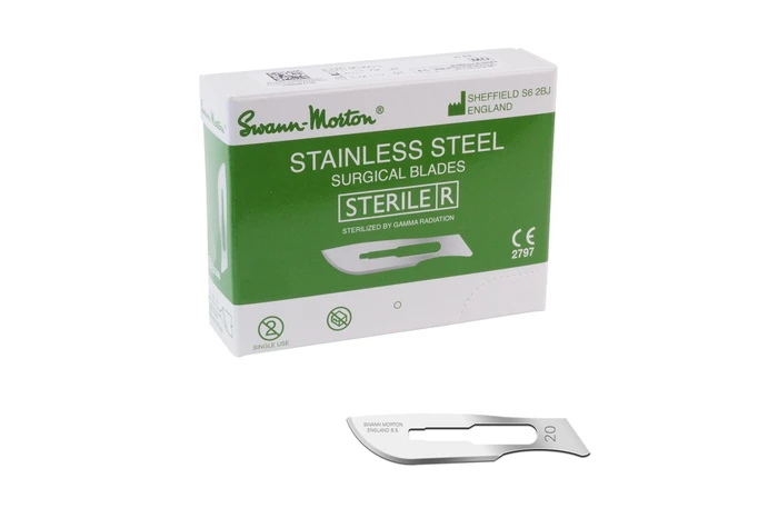 Swann Morton Sterile Stainless Steel surgical blades No. 20 (0306)