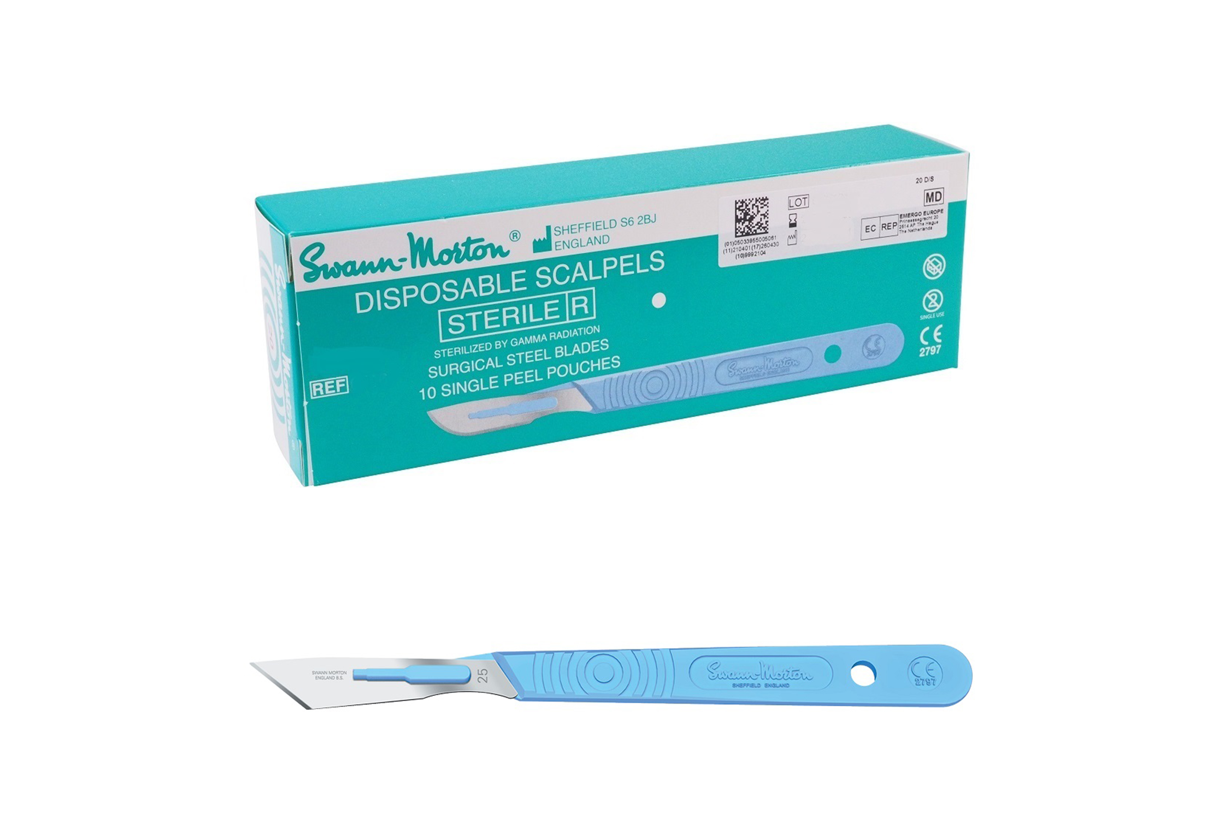 Swann Morton Sterile disposable scalpels with handle no.25 (0512)