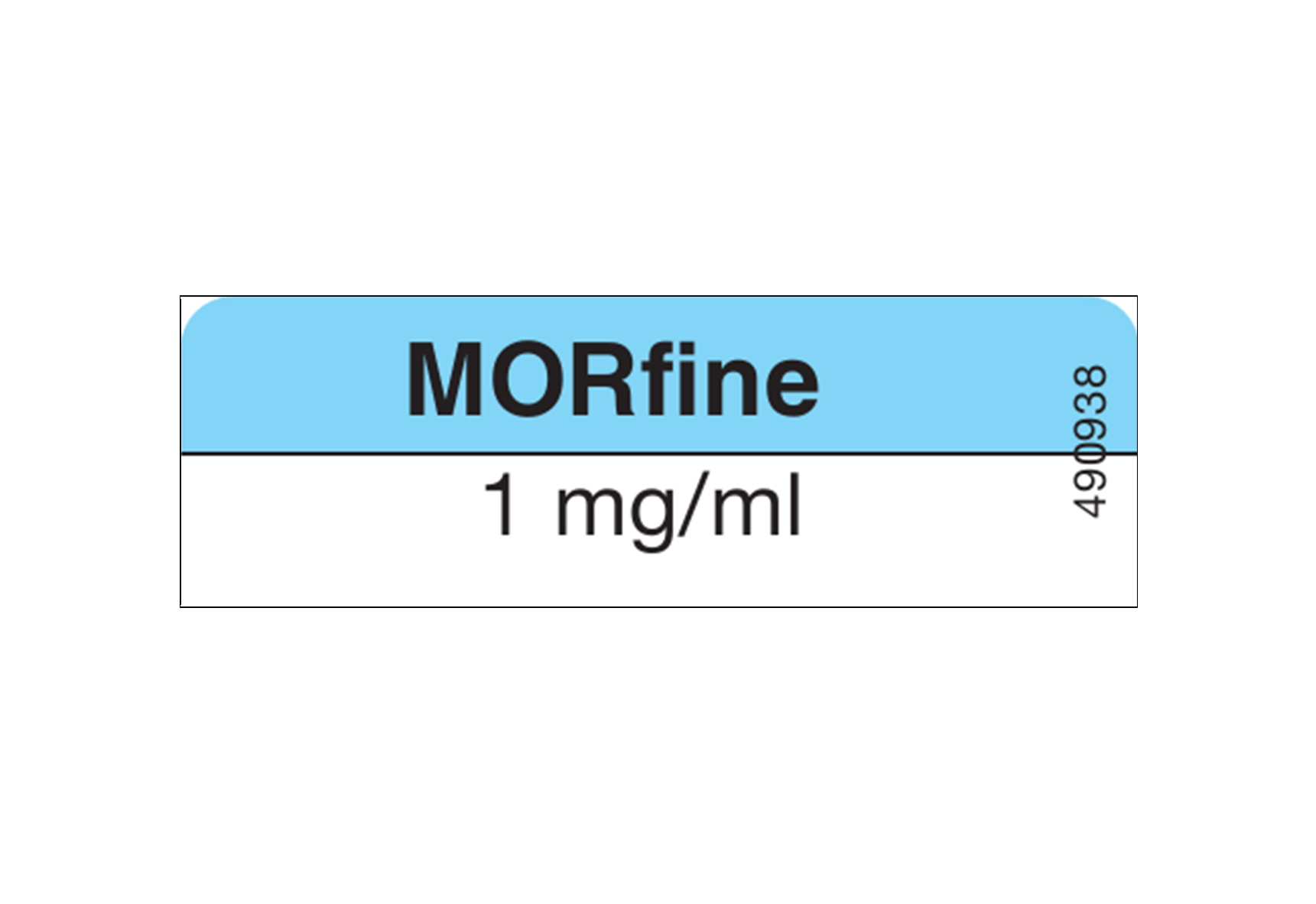 Medicijnetiket MORfine 1mg/ml - 13x40mm (Rol 800 stuks)