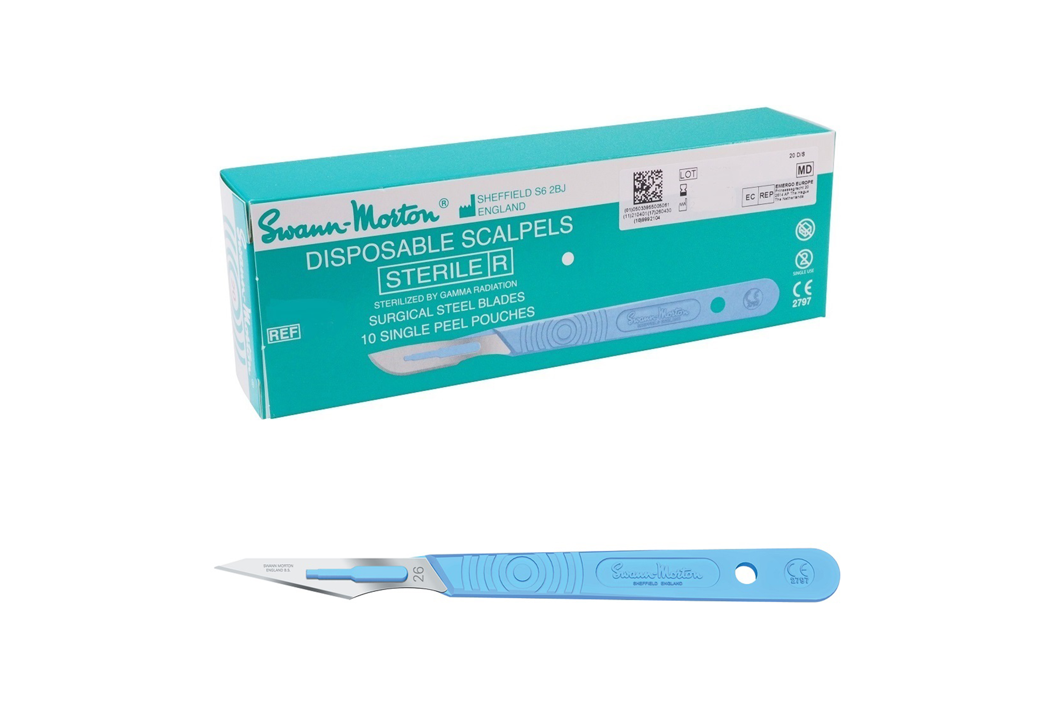 Swann Morton Sterile disposable mes compleet met heft nr. 26 (0513)