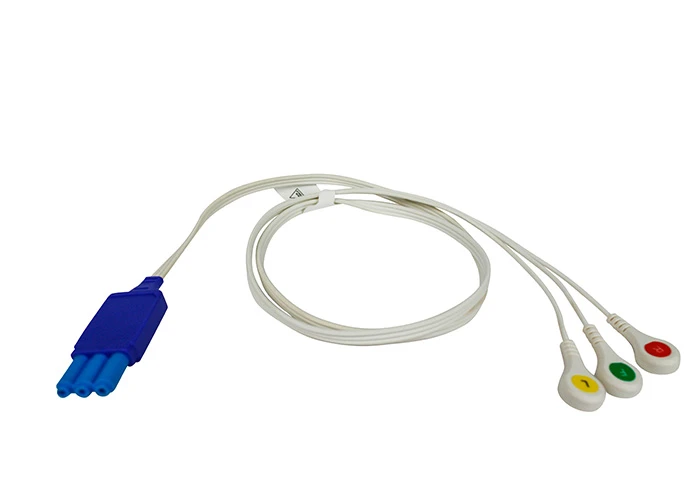 Philips compatible ECG patient cable 3-lead with press studs 0.9m (Disposable )