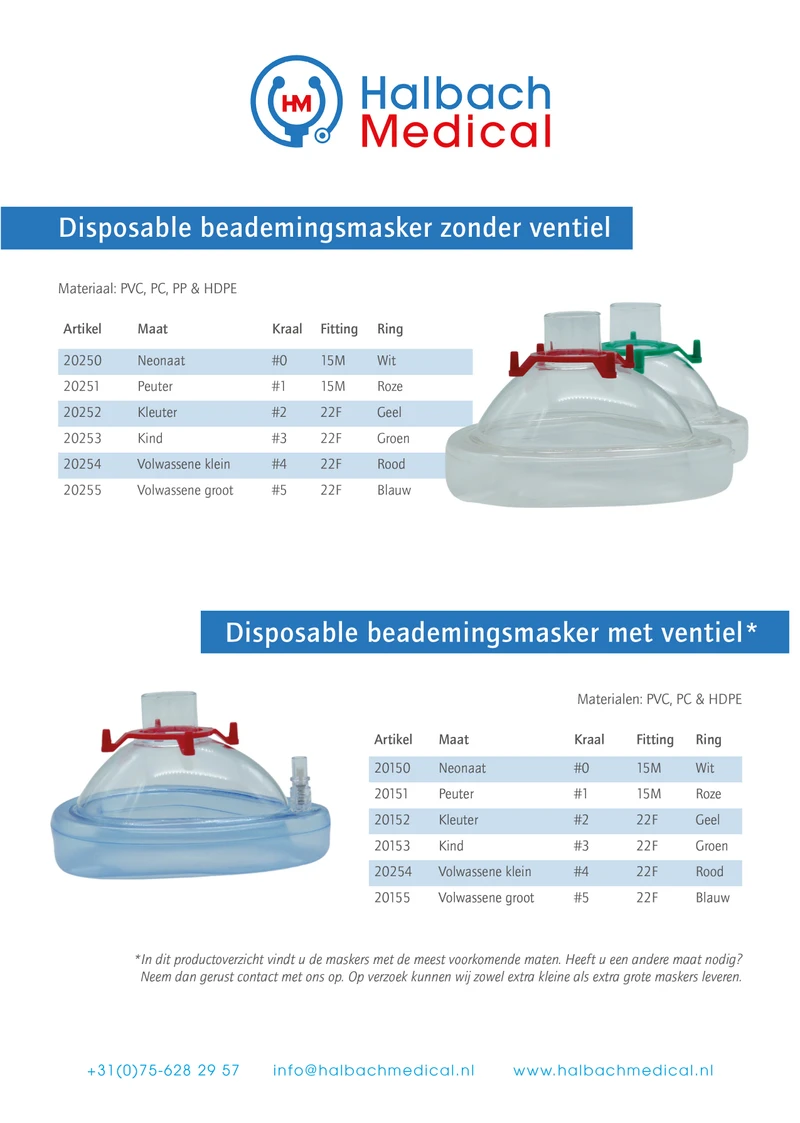 Disposable Beademingsmaskers - Productoverzicht 