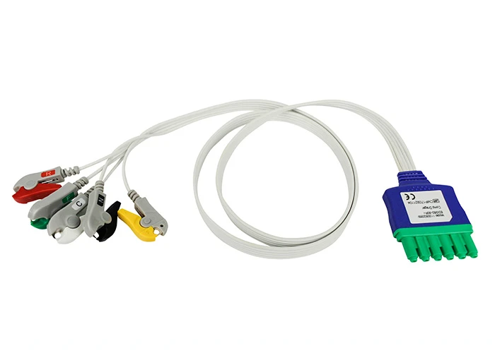 Dräger compatible ECG patient cable 5-leads with grabber and single-pin connector 0.9m (Disposable)